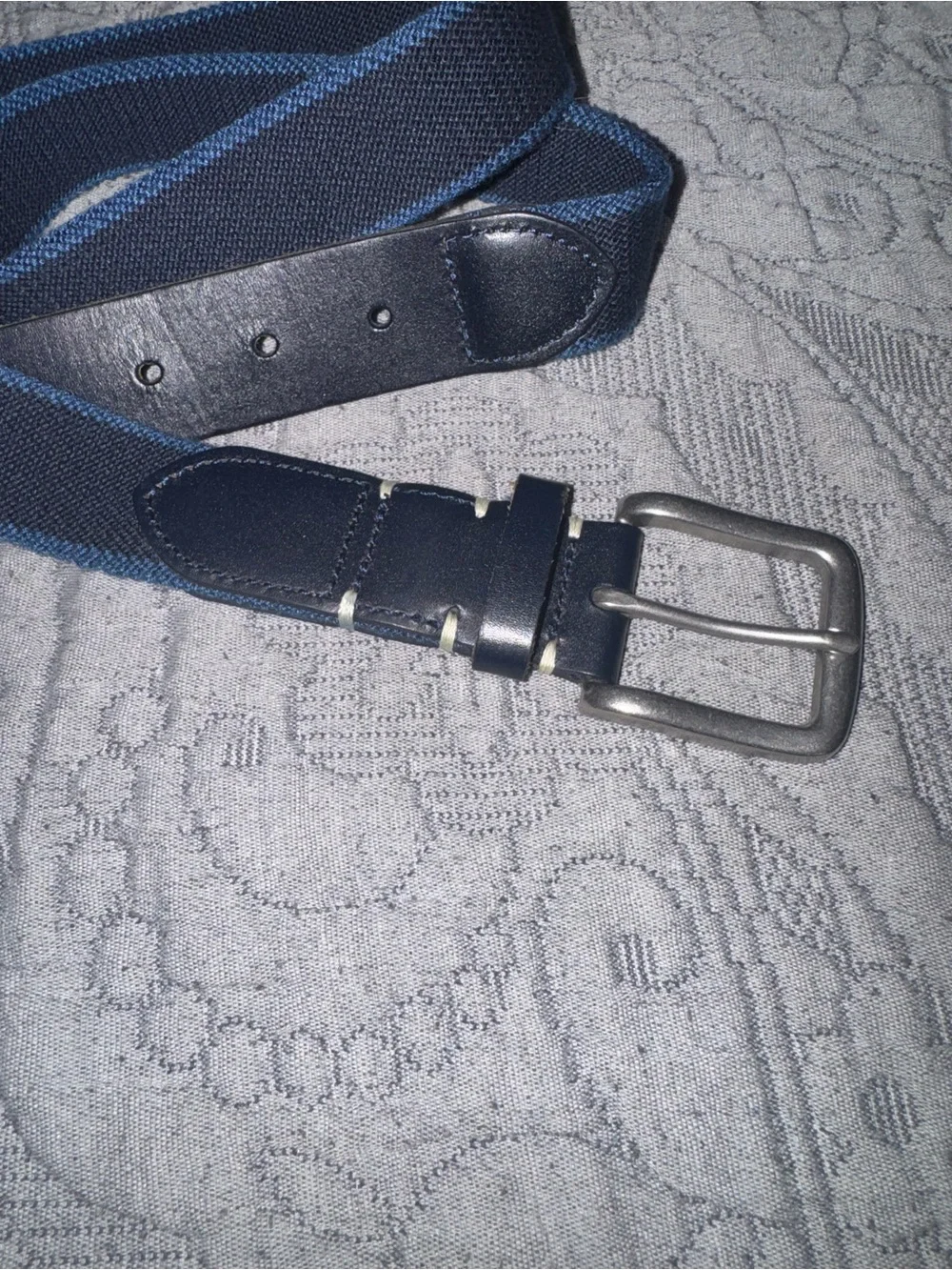 Banana Republic Leather Canvas Belt Navy 34